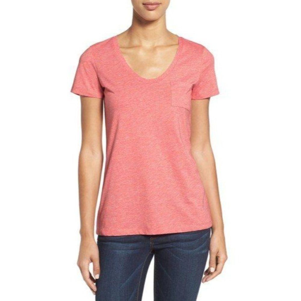 CASLON RELAXED SLUB KNIT U-NECK TEE  CORAL APPLE S